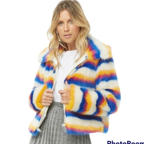 Forever 21 Jackets & Blazers - Multi - Colored Faux Fur Jacket